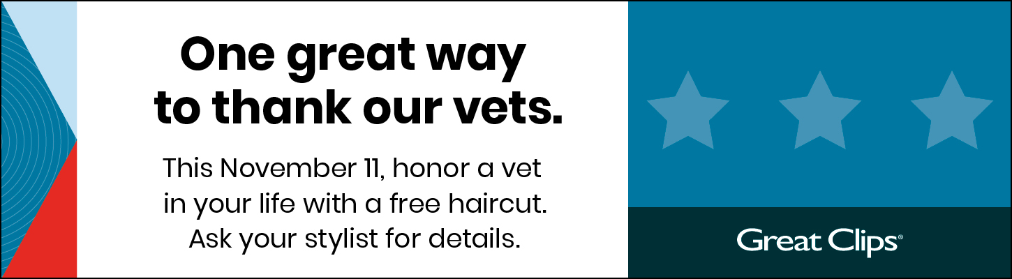 Veterans-Day-Banner-2022.jpg One great way to thank our vets. This November 11, honor a vet in your life with a free haircut. Ask your stylist for details.